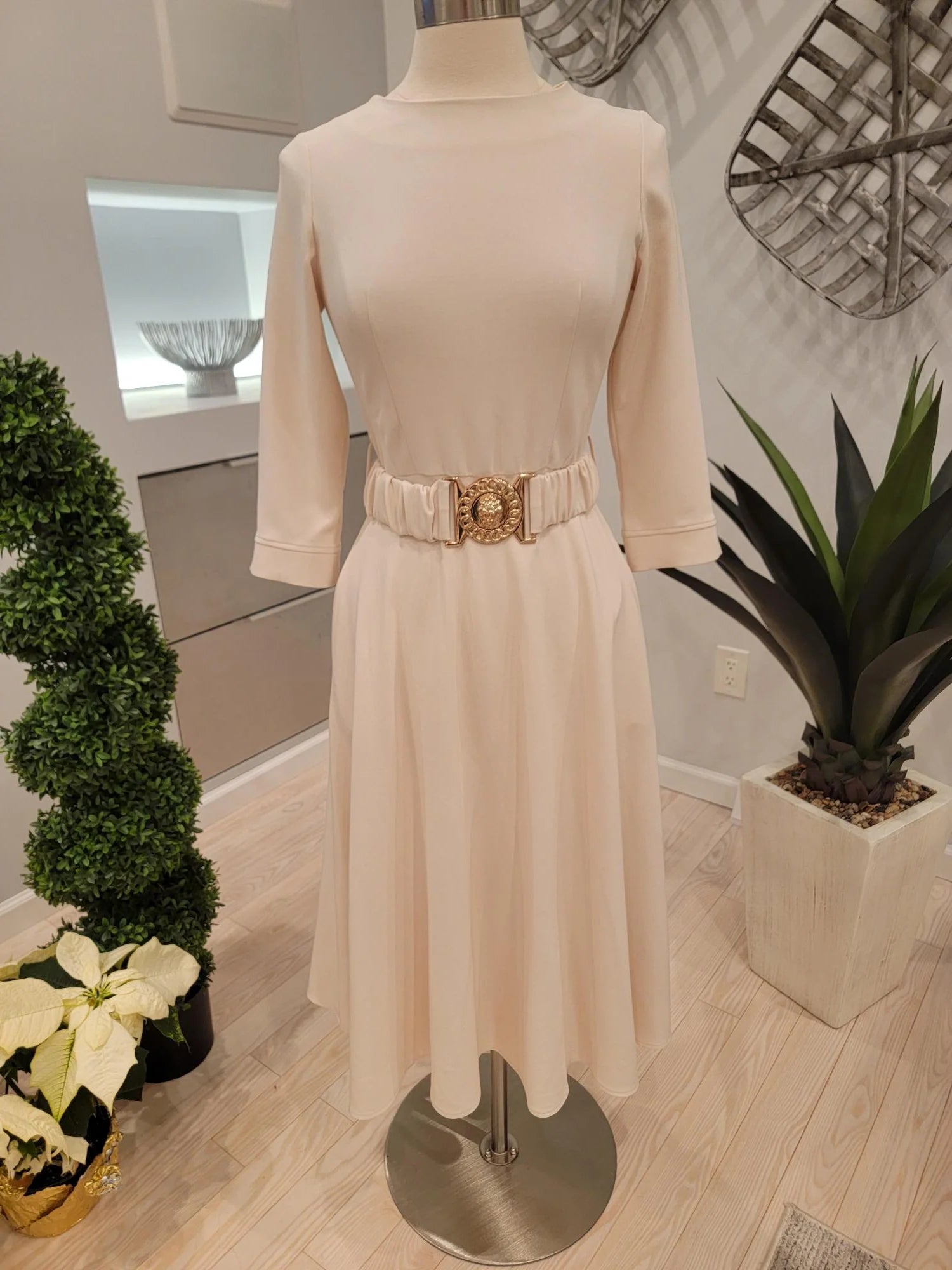 Belted A-line dress