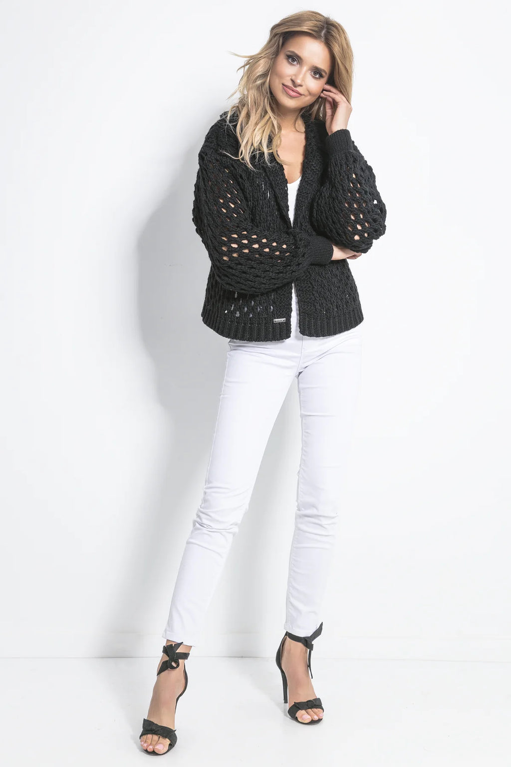Openwork Hooded Cardigan