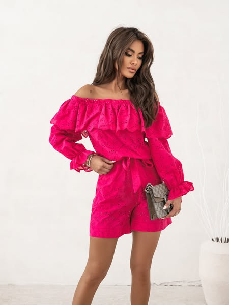 Off The shoulder Eyelet Romper